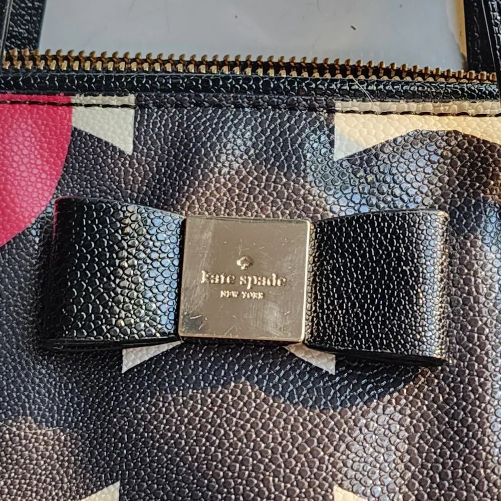 KATE SPADE Bloom‎ Drive Margot Satchel Black Pink Floral Bow Print
